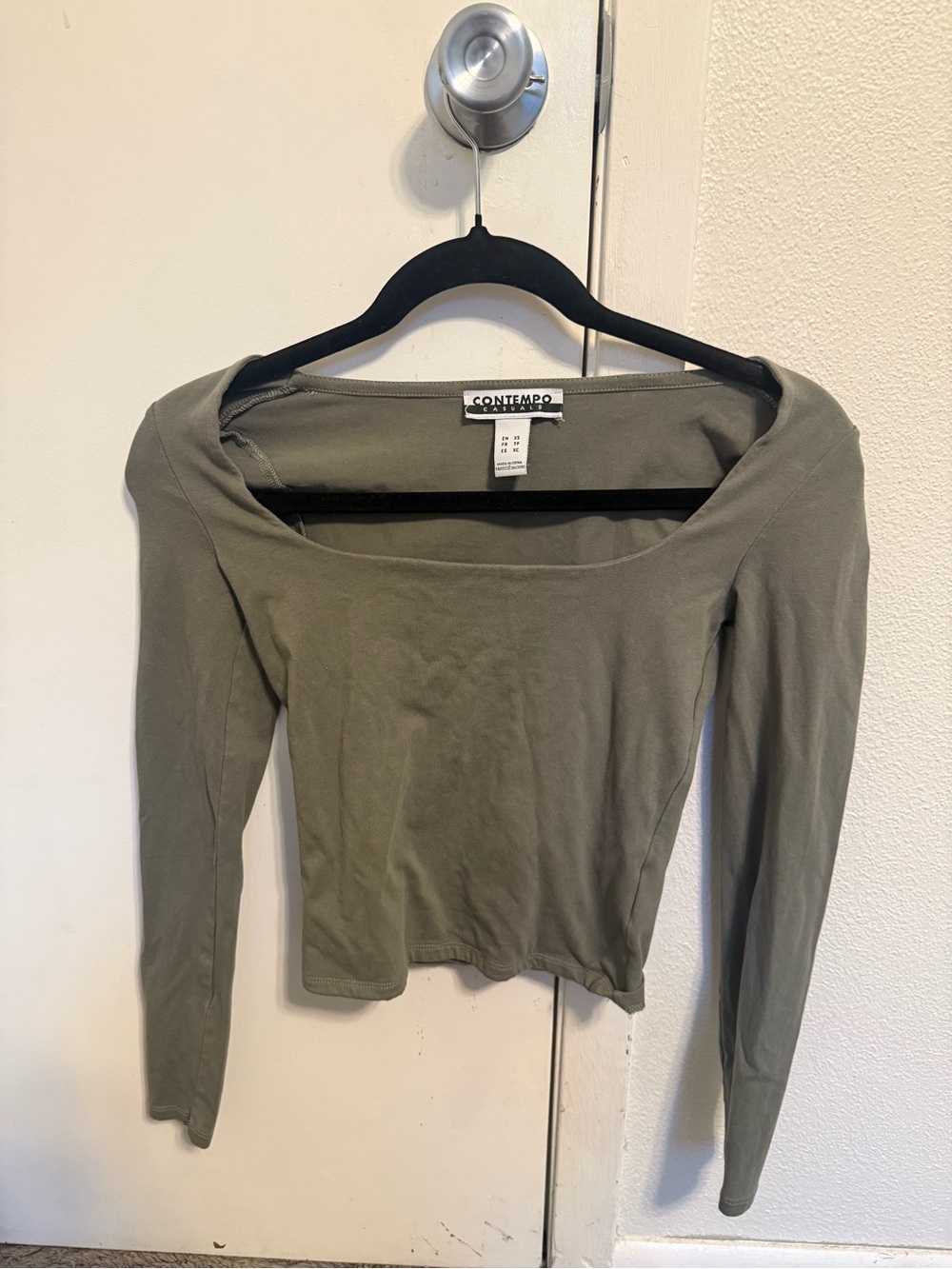 Olive Green Long Sleeve Top